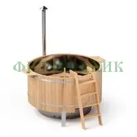 фурако круглая «comfort сэнто» из лиственницы с вставкой из нержавеющей стали с интегрированной печью 2000 мм