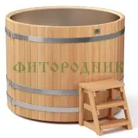 круглая купель «premium» из лиственницы с вставкой из нержавеющей стали диаметр 1500 мм высота 1150 мм