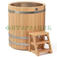 круглая купель «premium» из лиственницы с вставкой из нержавеющей стали диаметр 1200 мм высота 1150 мм