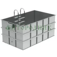 прямоугольная купель «comfort» из нержавеющей стали длина 2500 мм ширина 1500 мм высота 1150 мм