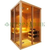 финская сауна двухместная «glassy» с электрической печью harvia