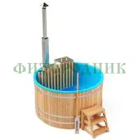 фурако круглая «premium» из лиственницы с термопластиковой вставкой со встроенной печью 2000 мм
