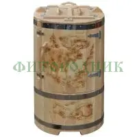 кедровая бочка овальная «профессиональная» со скосом с художественным оформлением «лось и еж»