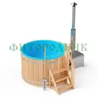 фурако круглая «premium» из лиственницы с термопластиковой вставкой с внешней печью 1700 мм