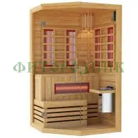 комбинированная сауна одноместная угловая «premium» с электрической печью harvia