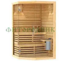 финская сауна двухместная угловая «premium» с электрической печью harvia