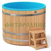 круглая купель «comfort» из лиственницы с пластиковой вставкой диаметр 1500 мм высота 1150 мм