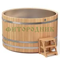 круглая купель «premium» из лиственницы с вставкой из нержавеющей стали диаметр 2000 мм высота 1150 мм