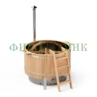 фурако круглая «comfort сэнто» из лиственницы с вставкой из нержавеющей стали с интегрированной печью 1700 мм