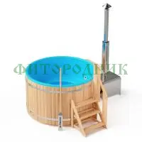 фурако круглая «premium» из лиственницы с термопластиковой вставкой с внешней печью 2000 мм
