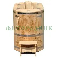 кедровая бочка овальная «профессиональная» со скосом с художественным оформлением «белочка с надписью»