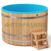 круглая купель «comfort» из лиственницы с пластиковой вставкой диаметр 1700 мм высота 1150 мм