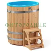 овальная купель «comfort» из лиственницы с пластиковой вставкой длина 1000 мм ширина 780 мм высота 1150 мм