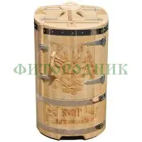 кедровая бочка овальная «профессиональная» со скосом с художественным оформлением «марал с надписью»