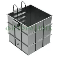 квадратная купель «comfort» из нержавеющей стали длина 2000 мм ширина 2000 мм высота 1150 мм