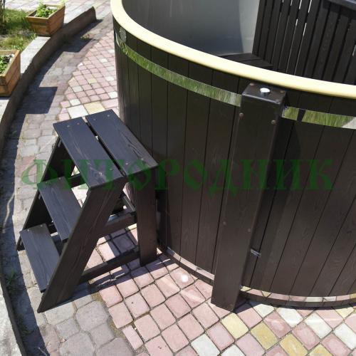 фурако круглая «comfort» из лиственницы с пластиковой вставкой со встроенной печью 2000 мм