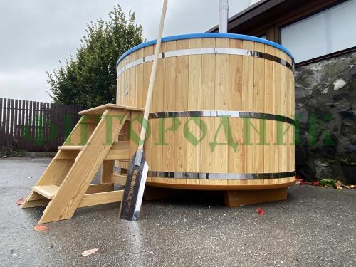 фурако круглая «premium» из лиственницы с термопластиковой вставкой со встроенной печью 1700 мм