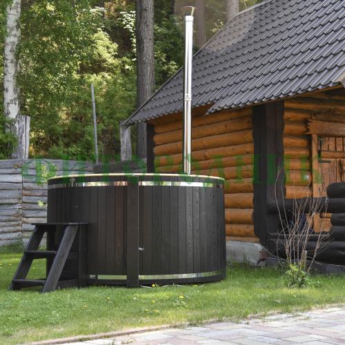 фурако круглая «comfort» из лиственницы с пластиковой вставкой со встроенной печью 2000 мм