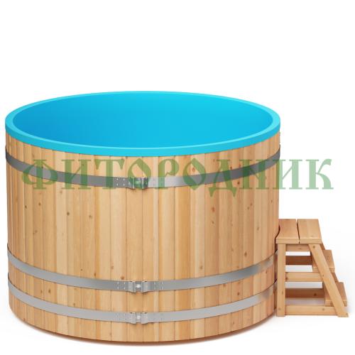 круглая купель «comfort» из лиственницы с пластиковой вставкой диаметр 1700 мм высота 1150 мм