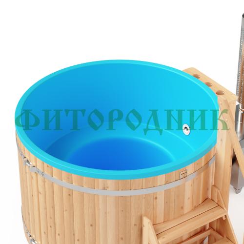 фурако круглая «premium» из лиственницы с термопластиковой вставкой с внешней печью 1700 мм