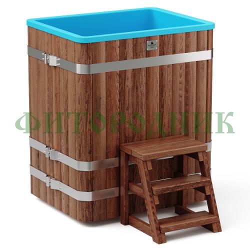 прямоугольная купель «comfort» из лиственницы с пластиковой вставкой длина 1000 мм ширина 780 мм высота 1150 мм