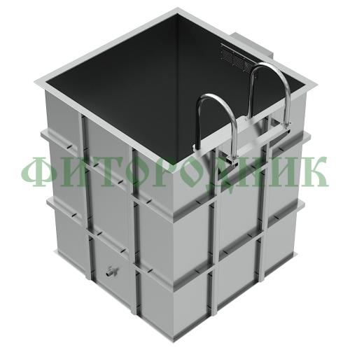 квадратная купель «comfort» из нержавеющей стали длина 1200 мм ширина 1200 мм высота 1150 мм