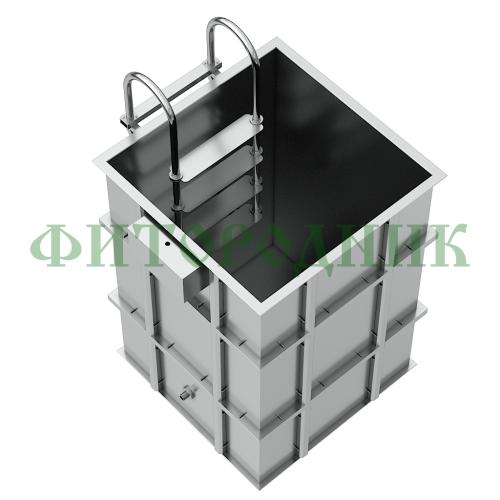квадратная купель «comfort» из нержавеющей стали длина 1000 мм ширина 1000 мм высота 1150 мм