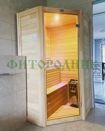 финская сауна одноместная угловая «comfort» с электрической печью