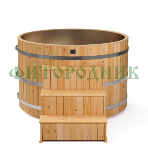 фурако круглая «premium» из лиственницы с вставкой из нержавеющей стали с электроподогревом 1700 мм