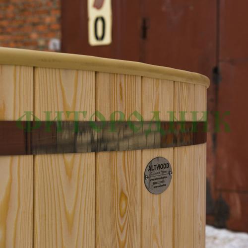 фурако круглая «comfort» из лиственницы с пластиковой вставкой с внешней печью с газовой горелкой 1700 мм