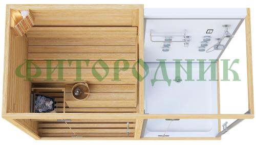 одноместная финская сауна «premium» с душевой кабиной с электрической печью harvia