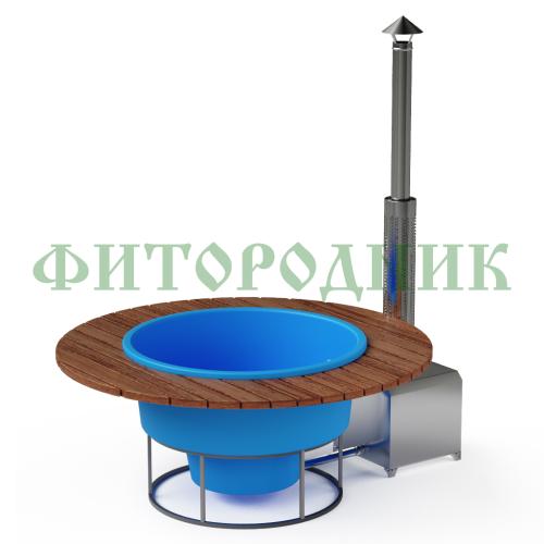 фурако круглая «premium terrace» с термопластиковой вставкой с внешней печью 1700 мм
