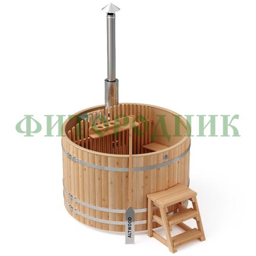 фурако круглая «comfort» из лиственницы с пластиковой вставкой со встроенной печью 1700 мм