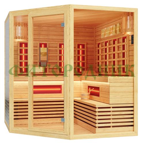 четырехместная угловая инфракрасная сауна «comfort» с керамическими излучателями