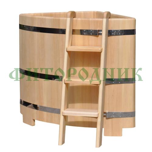 угловая купель «premium» из кедра длина 1100 мм ширина 1100 мм высота 1150 мм