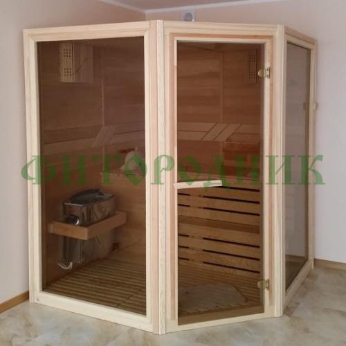 финская сауна трехместная угловая «comfort» с электрической печью