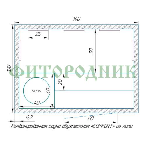 комбинированная сауна двухместная «comfort»