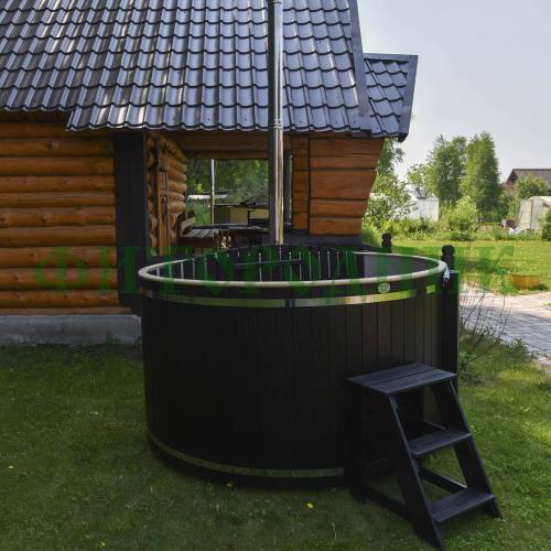 фурако круглая «comfort» из лиственницы с пластиковой вставкой со встроенной печью 2000 мм