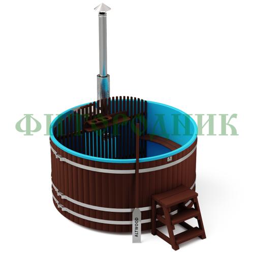 фурако круглая «comfort» из лиственницы с пластиковой вставкой со встроенной печью 2000 мм