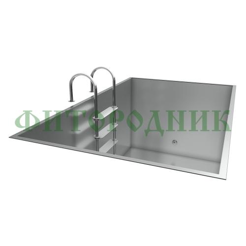 прямоугольная купель «comfort» из нержавеющей стали длина 3000 мм ширина 2000 мм высота 1150 мм