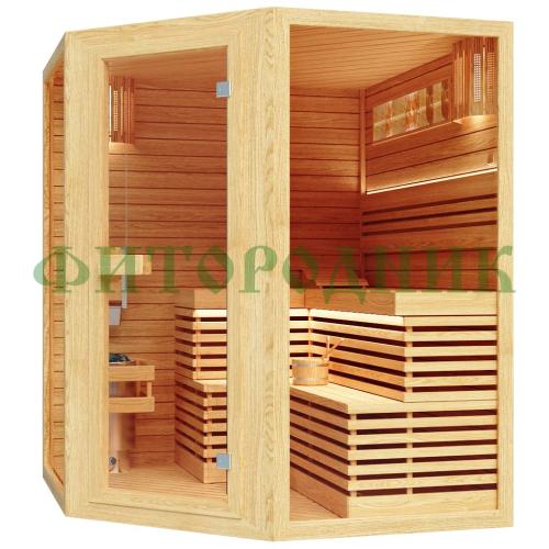 финская сауна трехместная угловая «comfort» с электрической печью