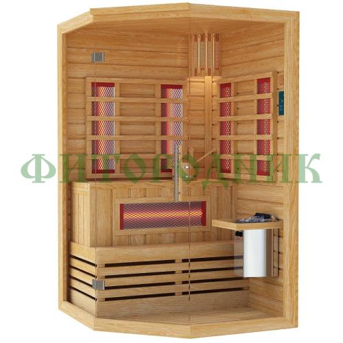 комбинированная сауна двухместная угловая «premium» с электрической печью harvia