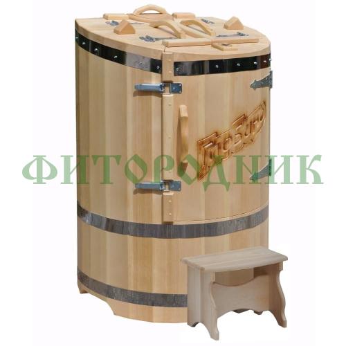 кедровая бочка овальная «профессиональная» со скосом с художественным оформлением «ваш логотип»