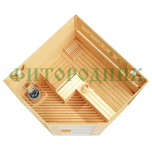 финская сауна трехместная угловая «comfort» с электрической печью