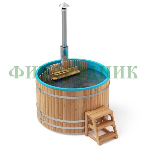 фурако круглая «comfort» из лиственницы с пластиковой вставкой со встроенной печью 1700 мм