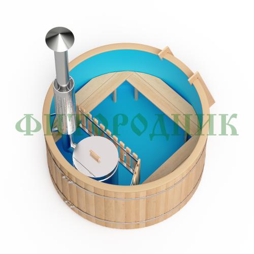 фурако круглая «original» с пластиковой вставкой со встроенной печью 1500 мм