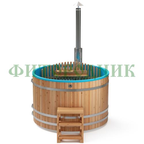 фурако круглая «comfort» из лиственницы с пластиковой вставкой со встроенной печью 1700 мм