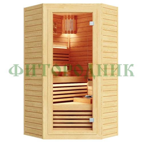 финская сауна одноместная угловая «comfort» с электрической печью