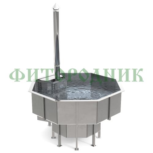 фурако «premium terrace октагон» из нержавеющей стали со встроенной печью 2150 мм