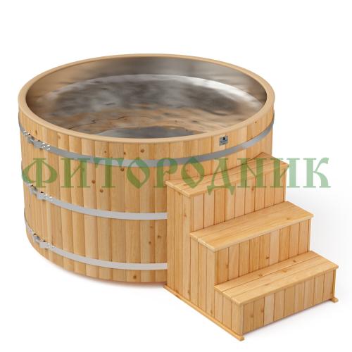фурако круглая «premium» из лиственницы с вставкой из нержавеющей стали с электроподогревом 2000 мм